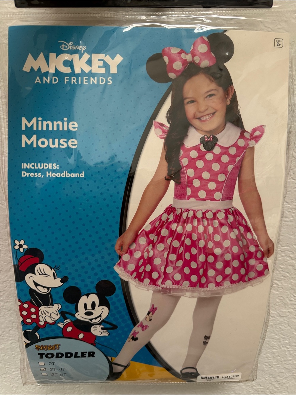 Disney Minnie Mouse Pink and White Polka Dot Dress with Bow Headband
